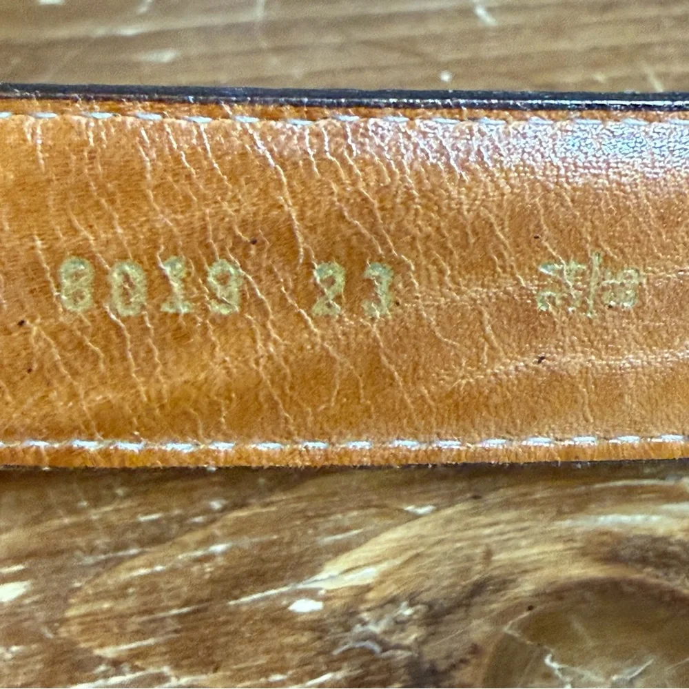 Colours By Alexander Julian Full Grain Cowhide Brown Leather Belt 34 Gold Buckle